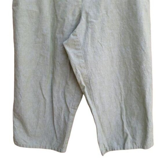 Villager Linen High Rise Drawstring Baggy Crop Pants Pockets Pastel Green Sz 1 - Picture 5 of 9